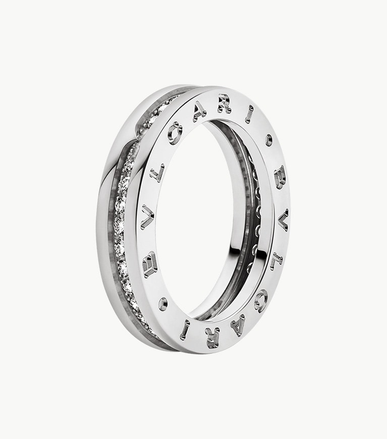 B.zero1 Ring in 18kt White Gold Set with Pavé Diamonds