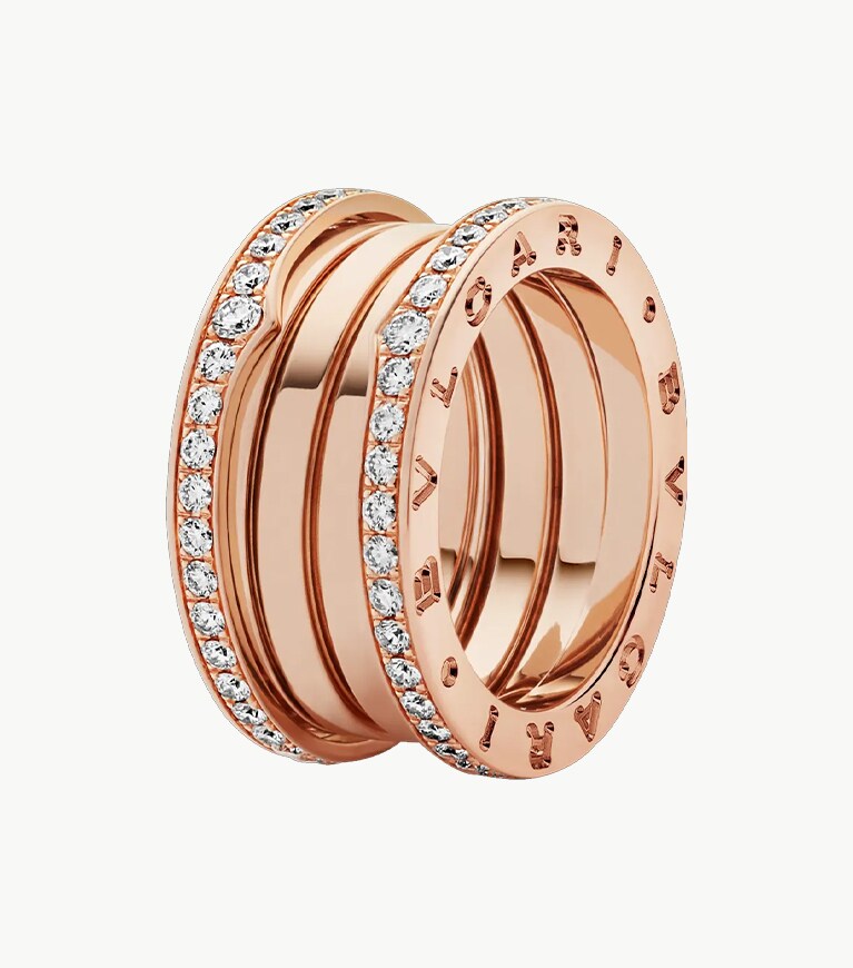 B.zero1 Ring in 18kt Rose Gold Set with Pavé Diamonds