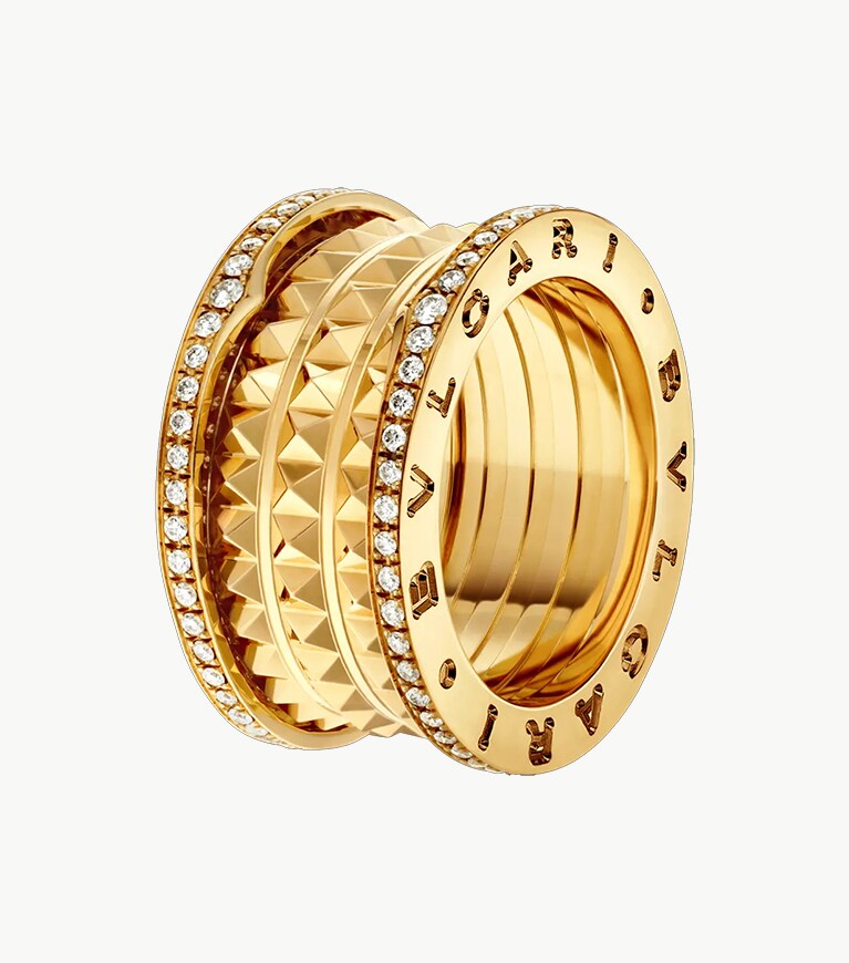 B.zero1 Rock Ring in 18kt Yellow Gold with Pavé Diamonds