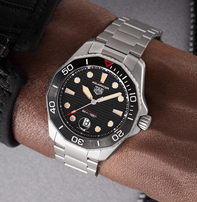 Aquaracer Professional 300 43mm Mens Watch Black The Watches Of Switzerland Group Exclusive