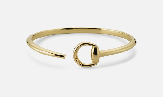 Image of yellow gold Horsebit bangle