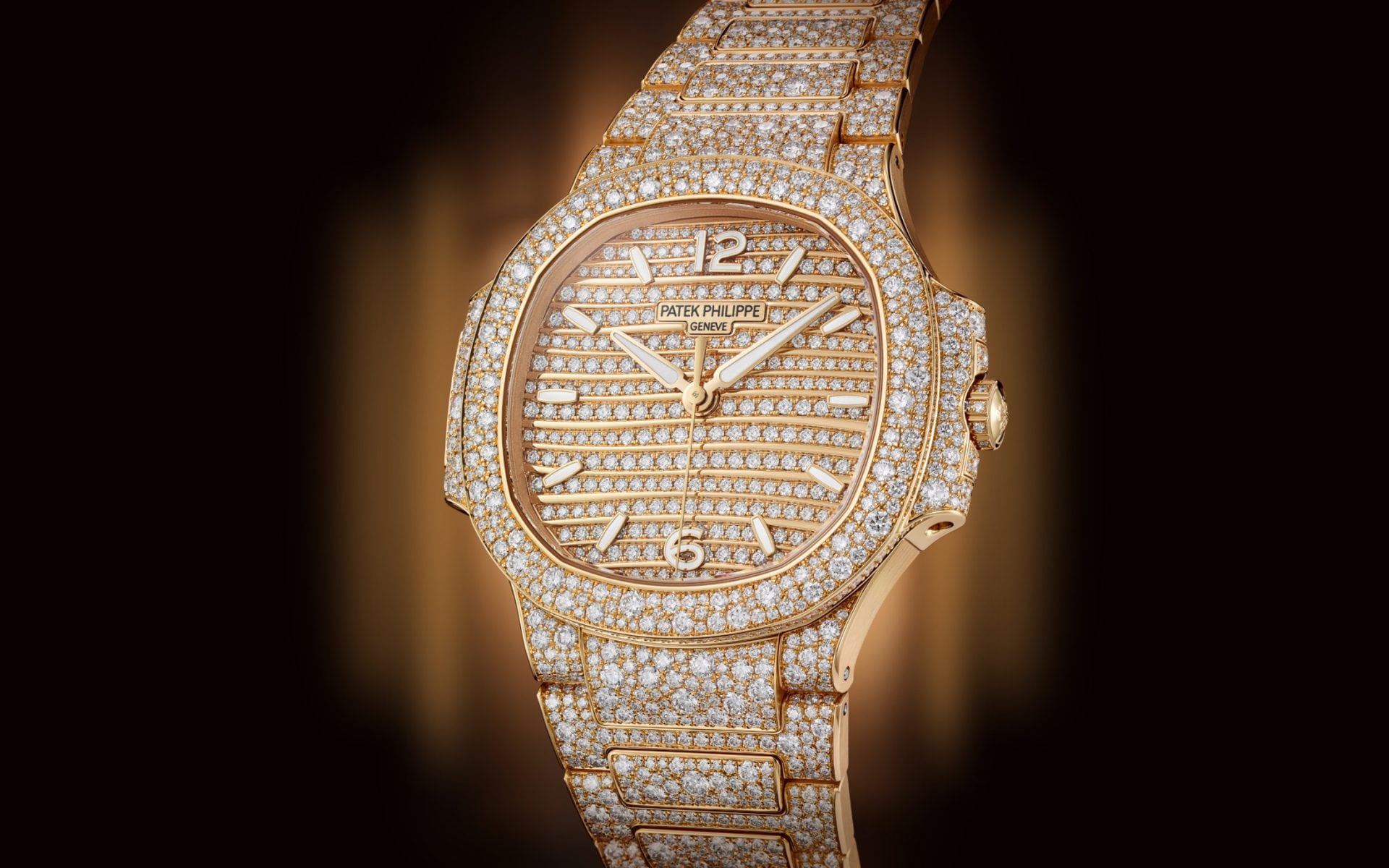image showing a patek philippe nautilus watch set in diamonds